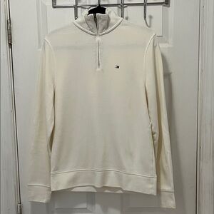 Tommy Hilfiger Men's Off-White 1/4 Zip-Up Sweater